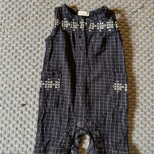 Lali Kids Navy Grid Cotton Romper